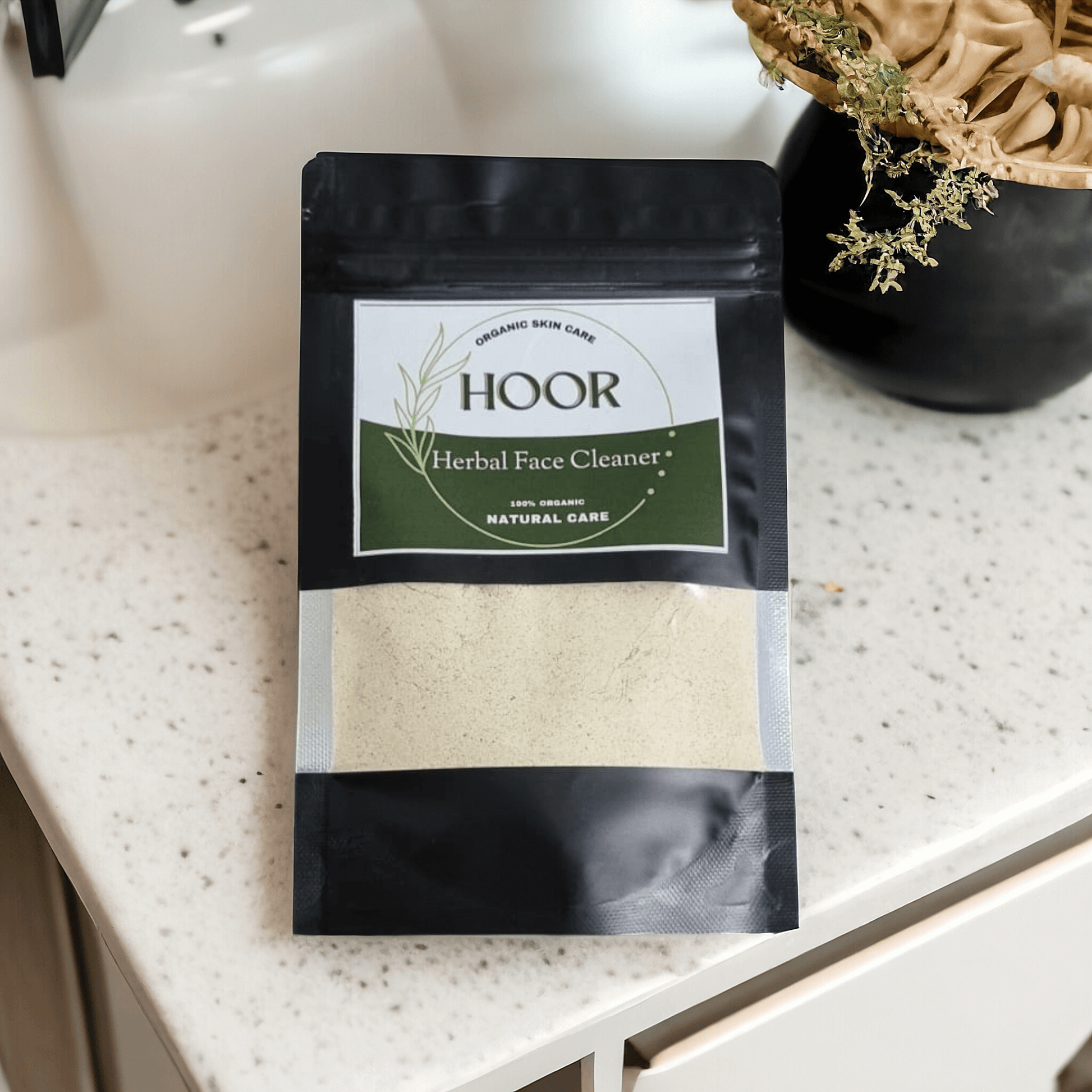 Herbal Face Cleaner by HOOR, 100% organic powder, ideal for natural skincare and deep cleansing pores.